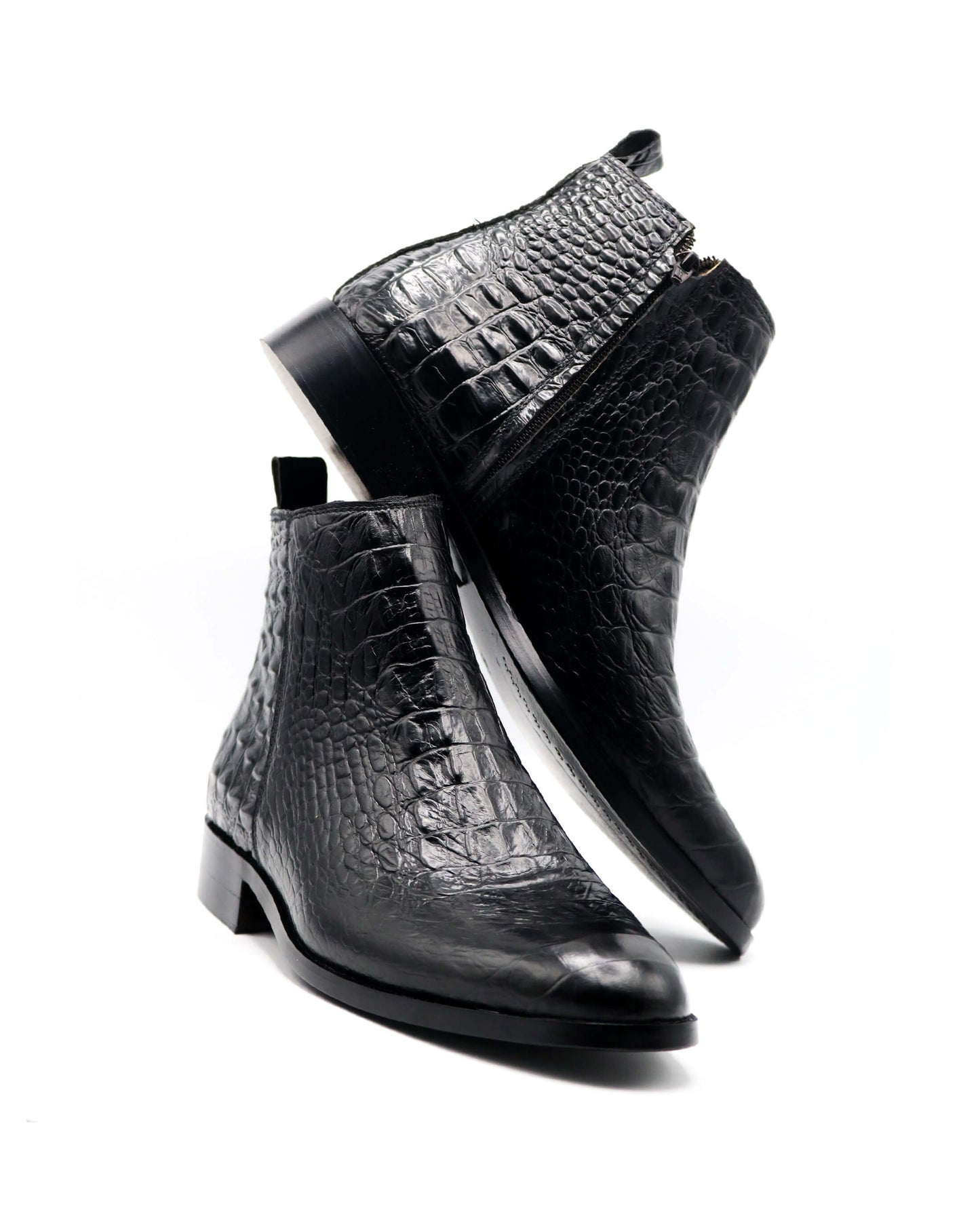 Crocodile Chelsea Black Boots