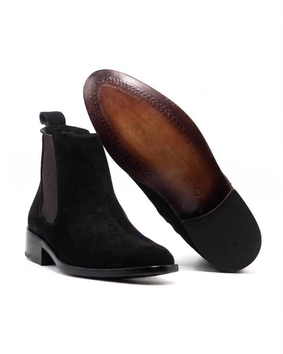Suede Chelsea Black Boots