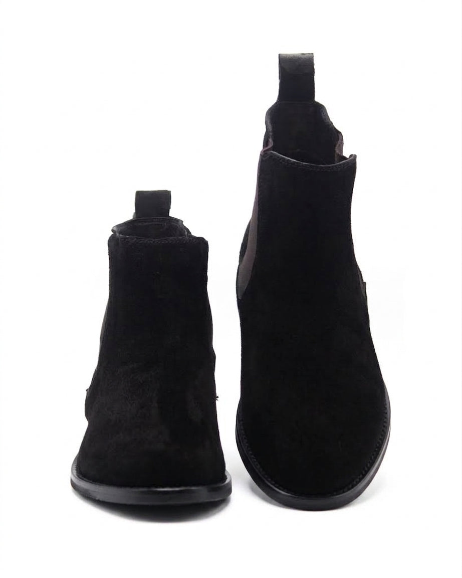 Suede Chelsea Black Boots