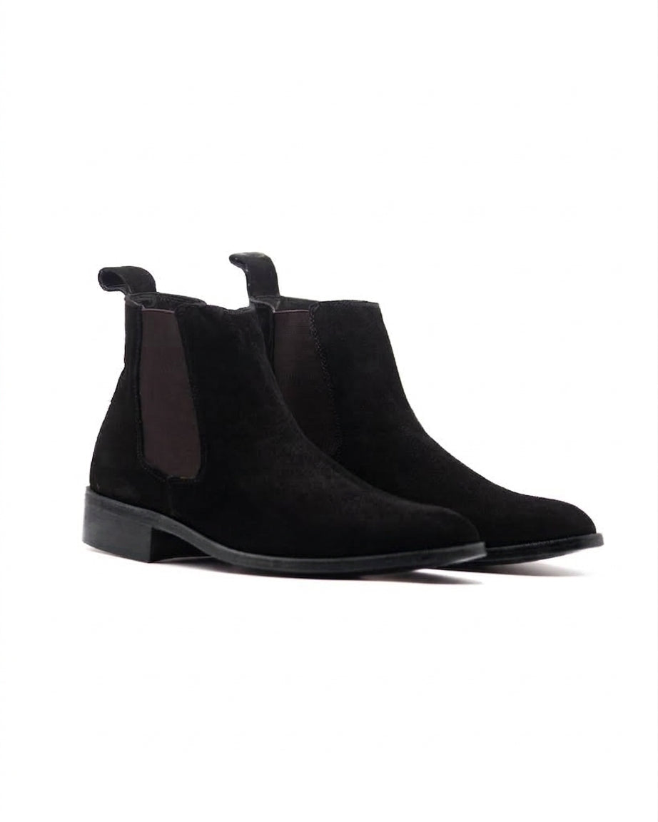 Suede Chelsea Black Boots